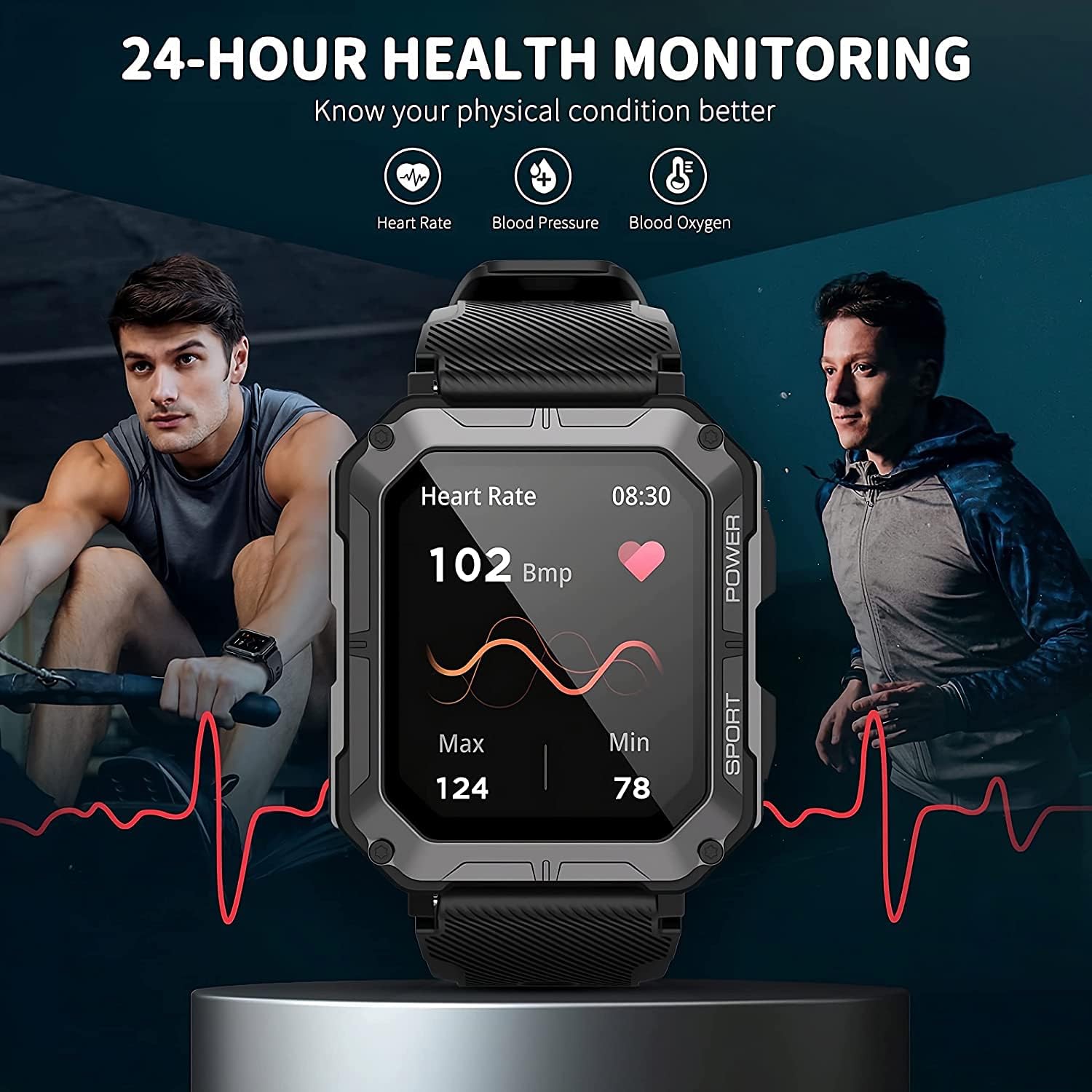 Military Smart Watch with Bluetooth Calling Smartwatch for Men and Women Fitness Tracker with Heart Rate Monitor Sleep and Waterproof Military Smart Watch with Bluetooth Calling Smartwatch for Men and Women Fitness Tracker with Heart Rate Monitor Sleep and Waterproof